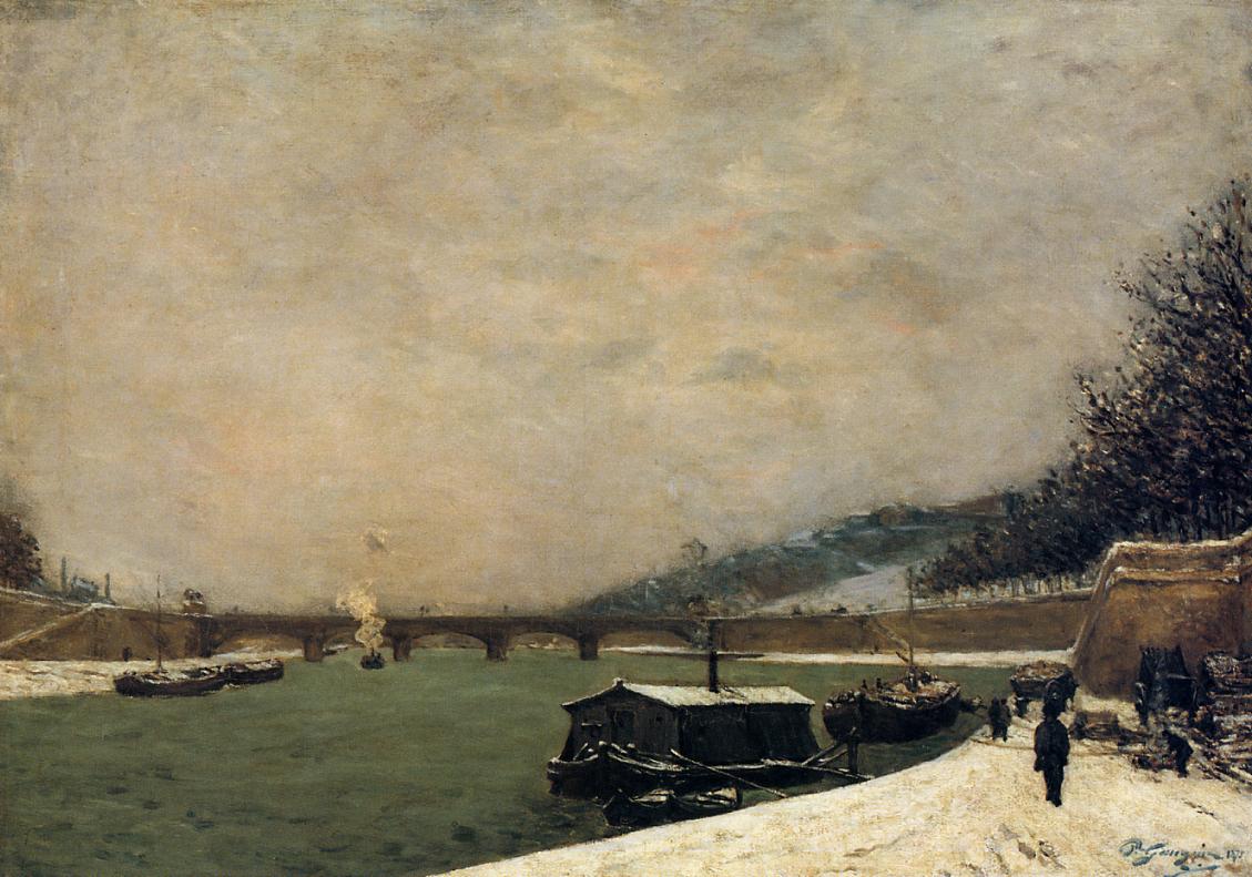 The Seine, Pont d'Iena, snowing - Paul Gauguin Painting